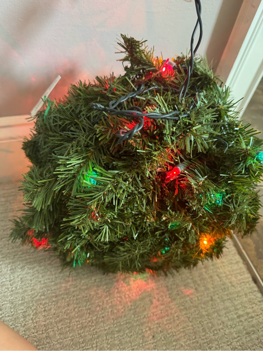 Prelit Green Artificial Holiday Garland with Multicolor Lights